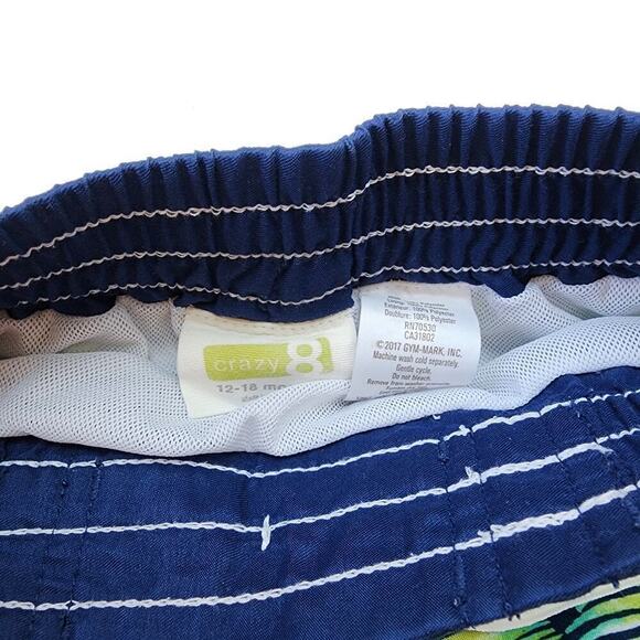 Crazy 8 Swim 12-18 Months Trunks Drawstring Palm Swimsuit - Picture 2 of 2